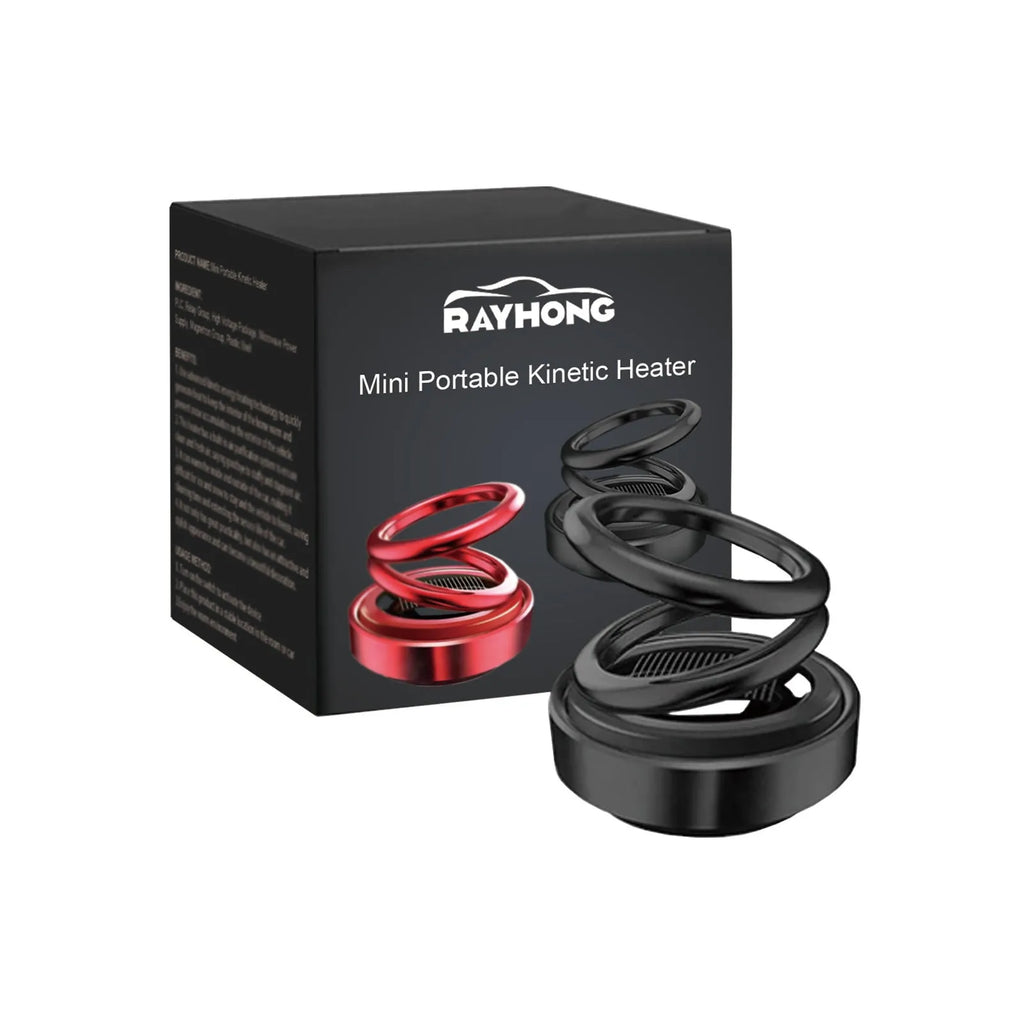 Black and red portable miniature vibration radiator for car and room heat dissipation measuring 5.1x6 cm