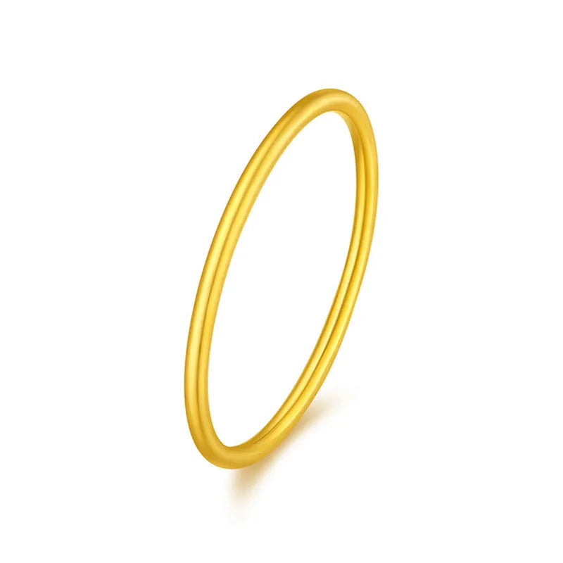 Gold plated brass women's ring shown in twist, simple bracelet glossy, and simple bracelet matte styles.