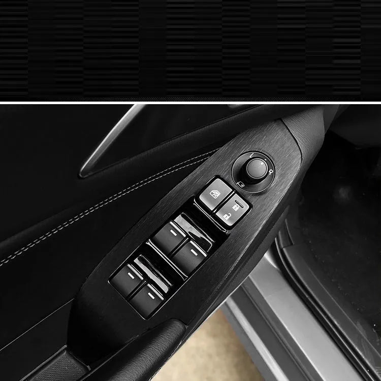 Car interior modification sticker kit for dashboard and centre console customisation with carbon fibre pattern