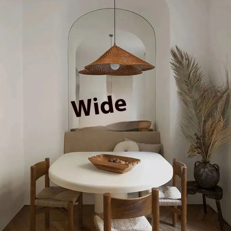 Silent Style woven rattan ceiling pendant lamp in a natural zen design.