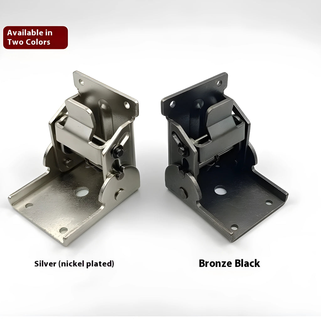 Furniture foot folding hinge in electroplated finish with 0-90 degree invisible self-locking mechanism