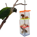 Clear acrylic parrot foraging toy measuring 5x5x32cm with food container design