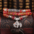 Watermelon crystal bracelet with Chinese knot closure in national style geometry shape