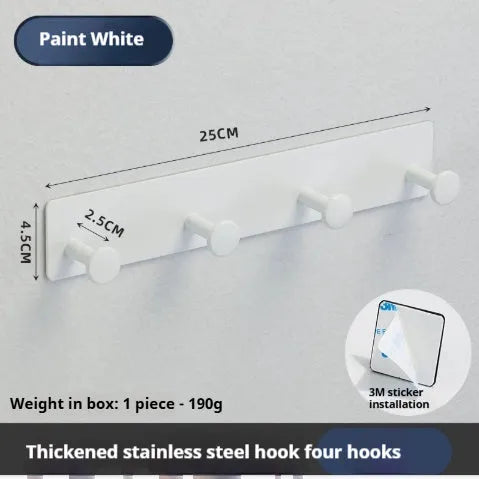Iron punch-free clothes hook with double-sided tape for shower door in black or white