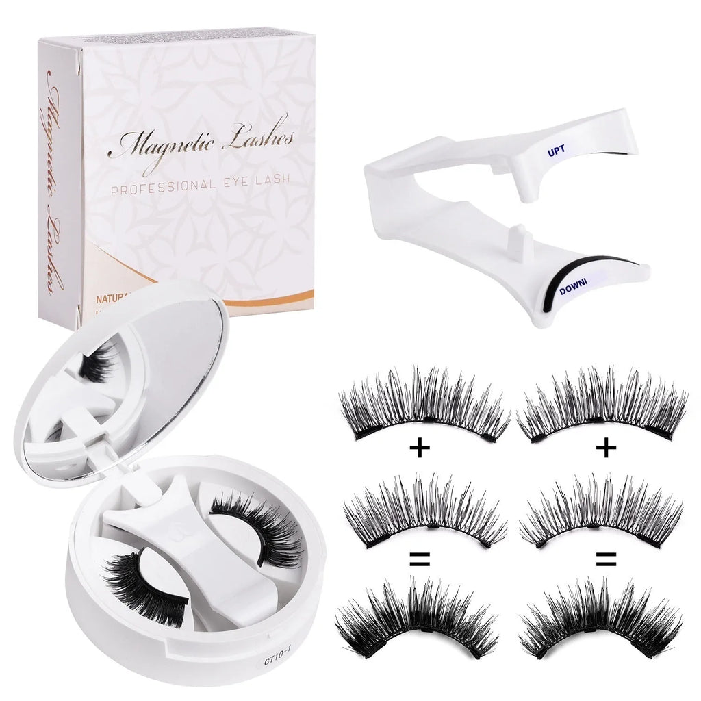 Portable magnetic false eyelashes case with an integrated soap holder in chemical fibre material.