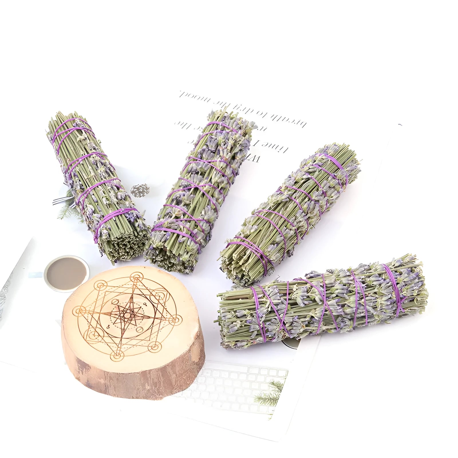 Natural dried lavender flower aromatherapy stick measuring approximately 10 centimetres in length.