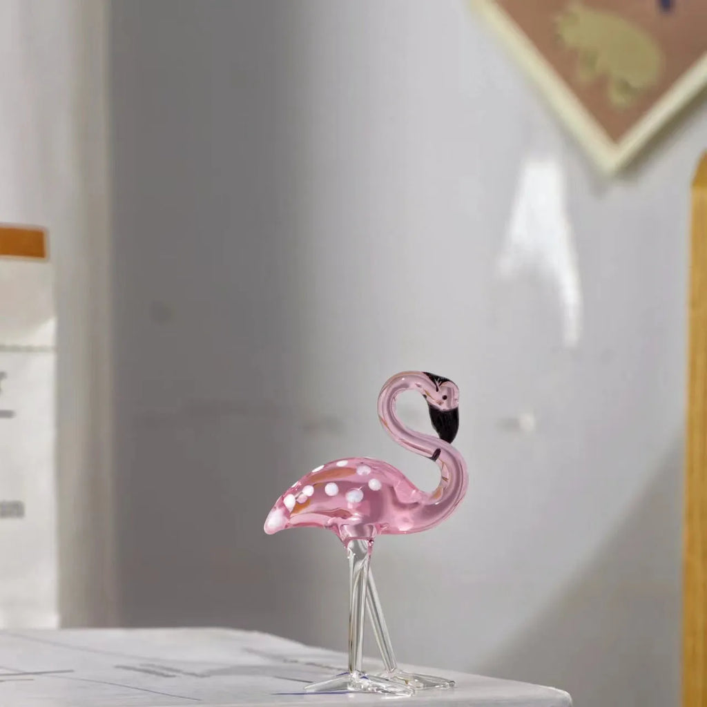 Pink crystal flamingo decorative on table with modern simple style for home decoration