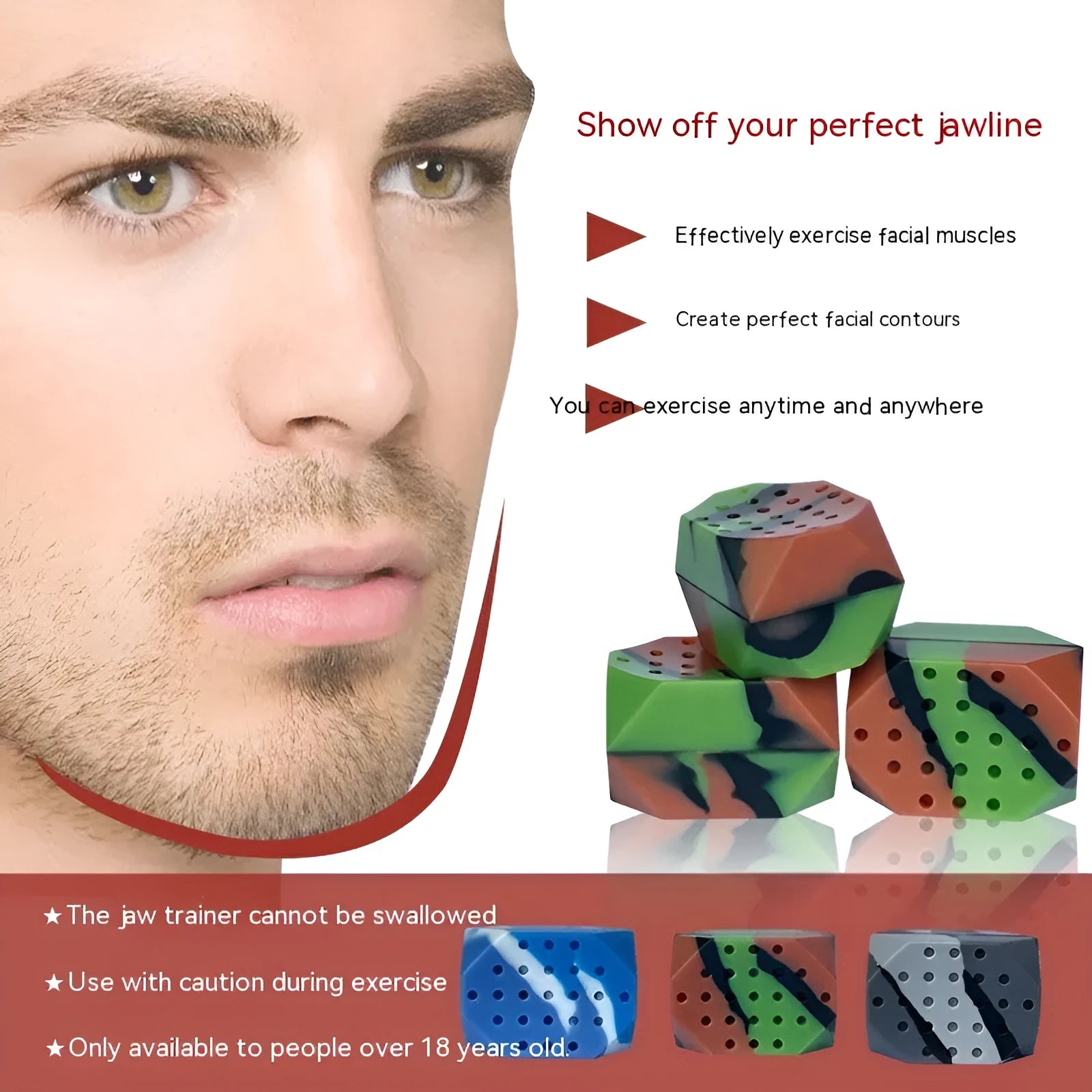 Camouflage pattern silicone facial exercise balls for jaw training and masseter muscle workouts