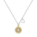 925 silver adjustable sunflower necklace for women with cross chain and geometric pendant