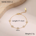 Stainless steel bracelet with 18K gold electroplating and geometric fritillary design, shown with matching necklace