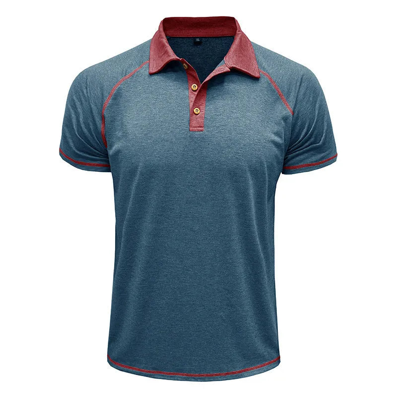 Men's short sleeve polo shirt with lapel collar, polyester fibre, nine colours, Asian sizes S to XXXL