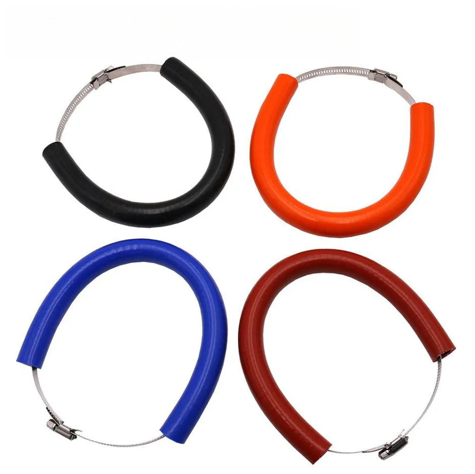 Universal motorcycle exhaust pipe gasket anti-drop wring in black, blue, and orange colour options.