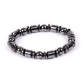 Black pentagram stone magnetic therapy bracelet with magnetite and hematite stretch design
