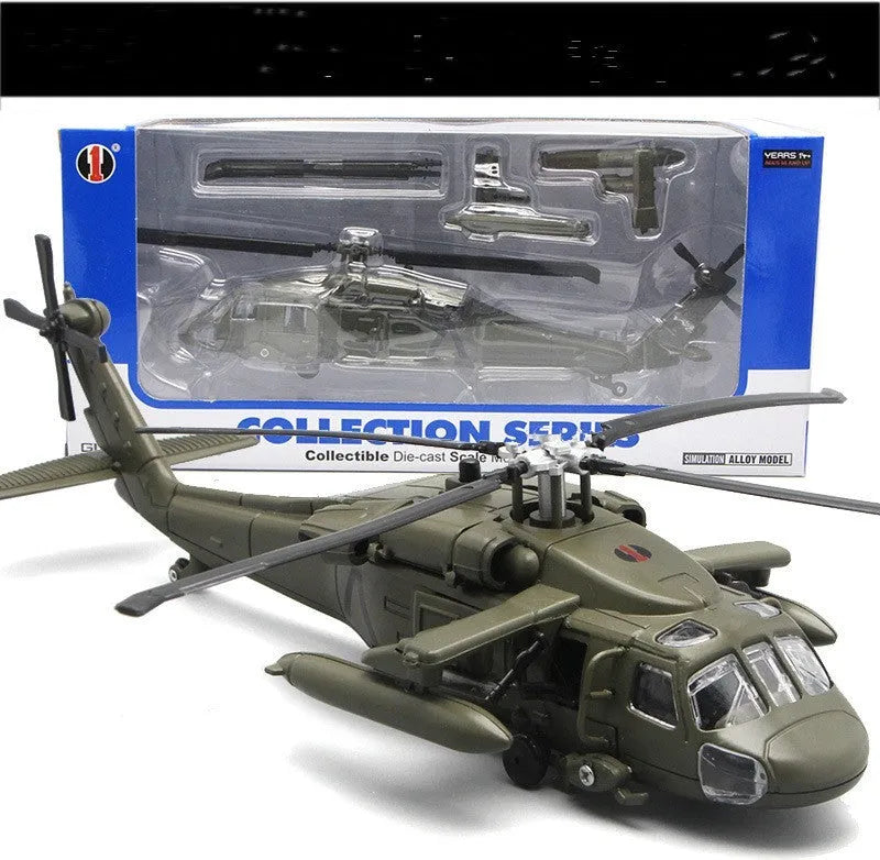 Green Black Hawk gunship alloy military model helicopter with force control and flash function, item J64-3