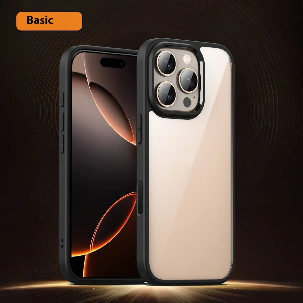 Black transparent magnetic phone case with airbag design for iPhone 16 models