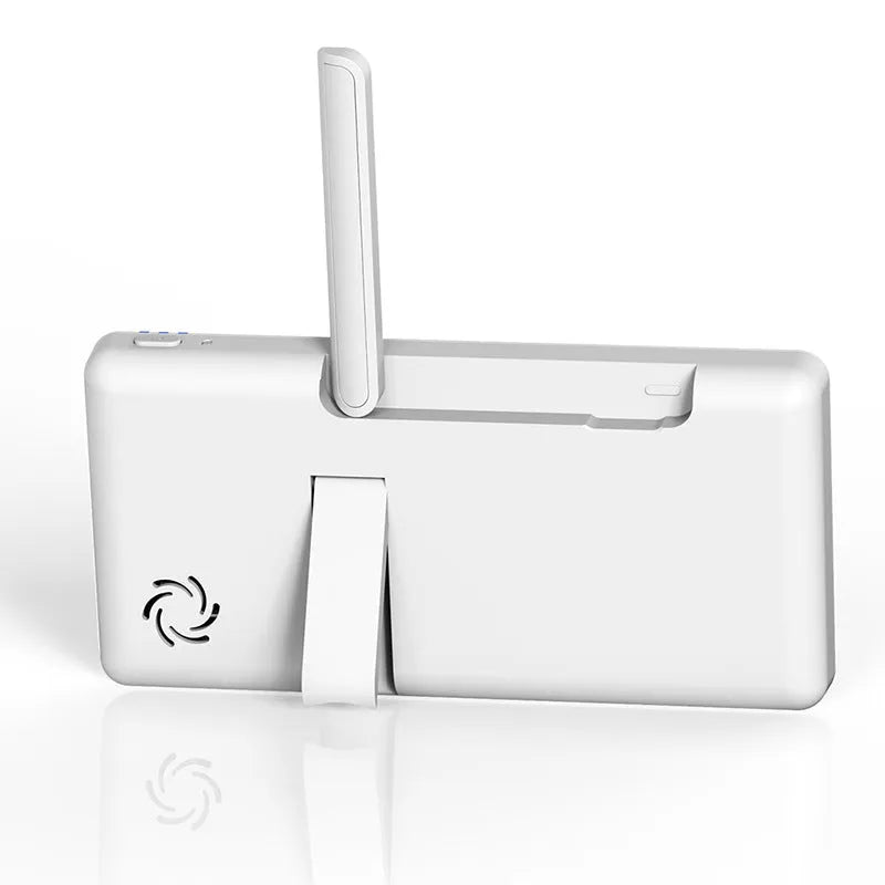 White HD wireless baby monitor with 5-inch screen showing room temperature display
