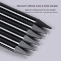 Carbonised and graphite drawing pencil set of nine in a wooden case, showing six graphite and three carbonised pencils.