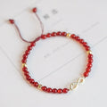 Hand-woven red agate bracelet with diamond lucky bag elements in ethnic style