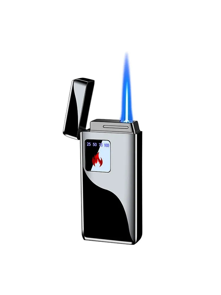 Touch-screen charging electronic lighter with alloy body and adjustable flame in Black Ice colour