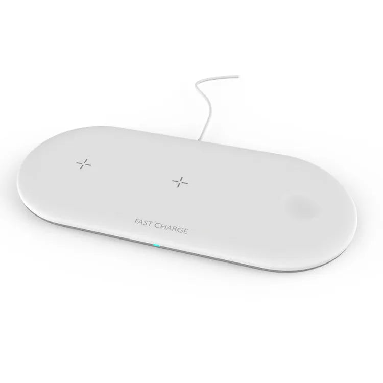Three-in-one wireless charging station for Apple devices in black or white