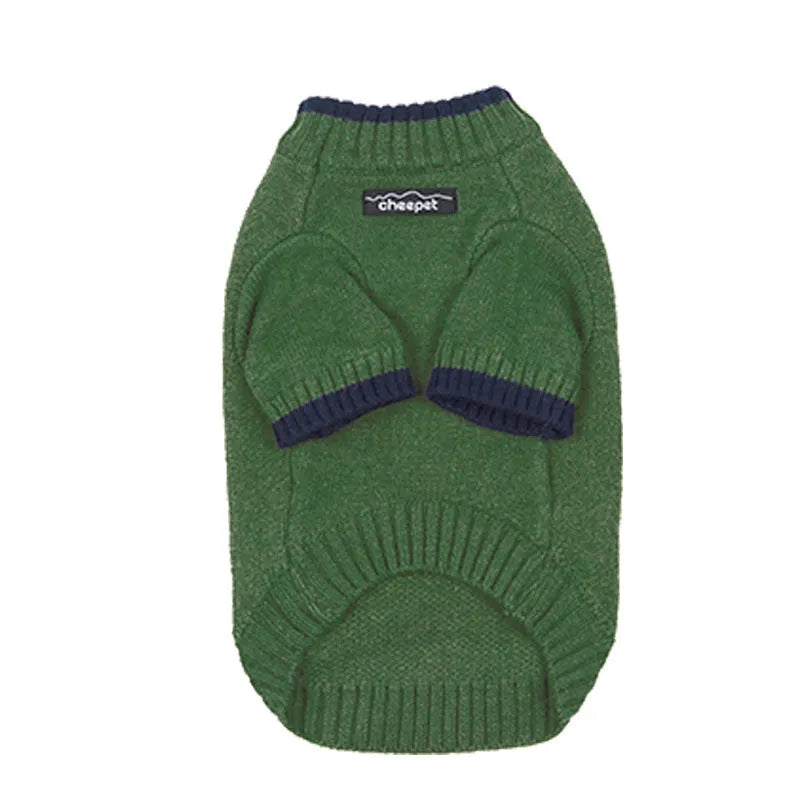British style wool pet sweater with contrast colour legs in Crown Blue