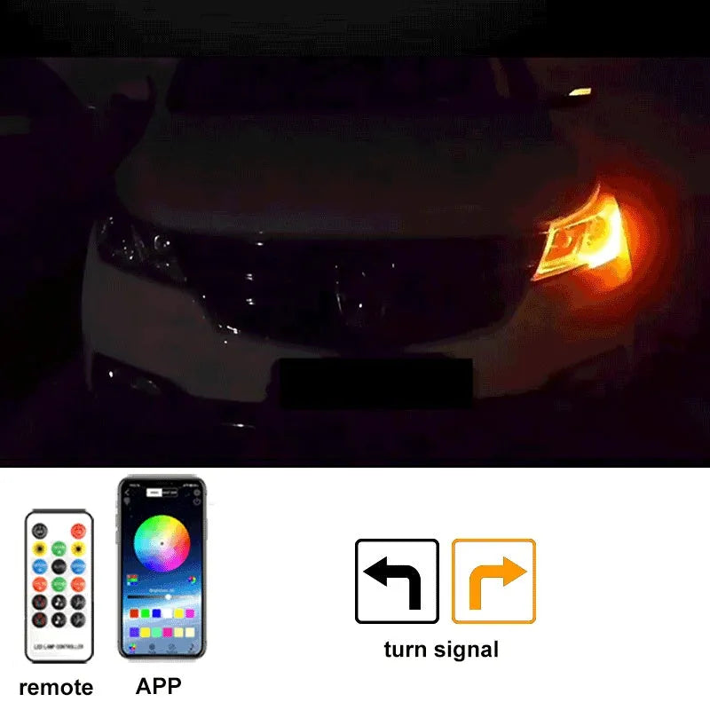 LED strip light for General Motors vehicle engine cover in white, red, blue, or colourful modes.