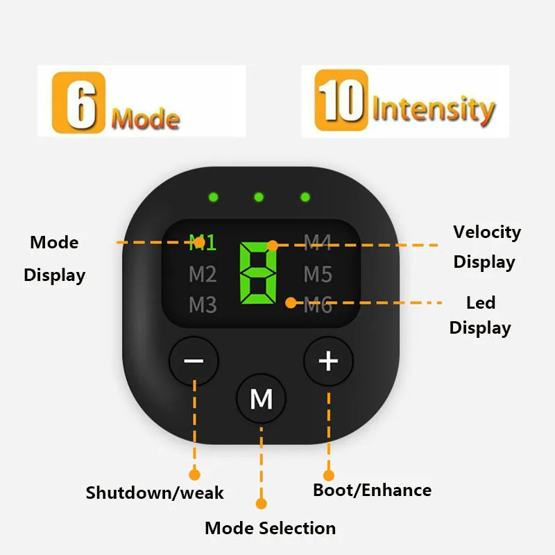 Black fitness belt muscle stimulator with 60x10.5cm PU leather belt sticker, ASS resin host and USB data cable