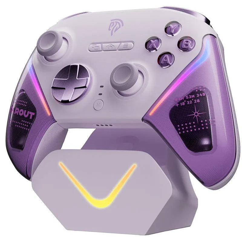 Rocker Smart Startstop Charging Base for game controllers in black, green, or purple, showing type-C port.