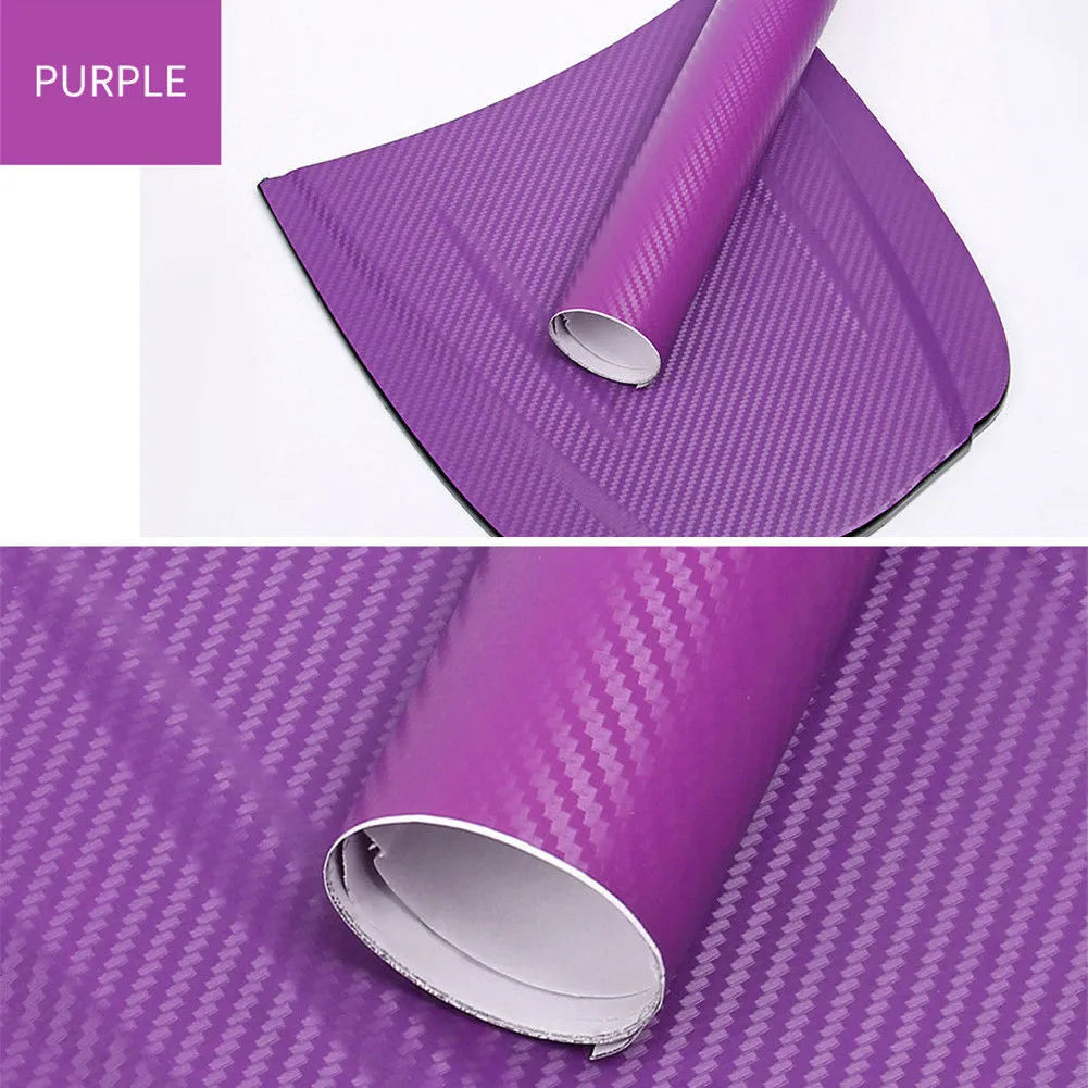 Roll of 3D carbon fibre car sticker in multiple colour options for vehicle interior and exterior decoration