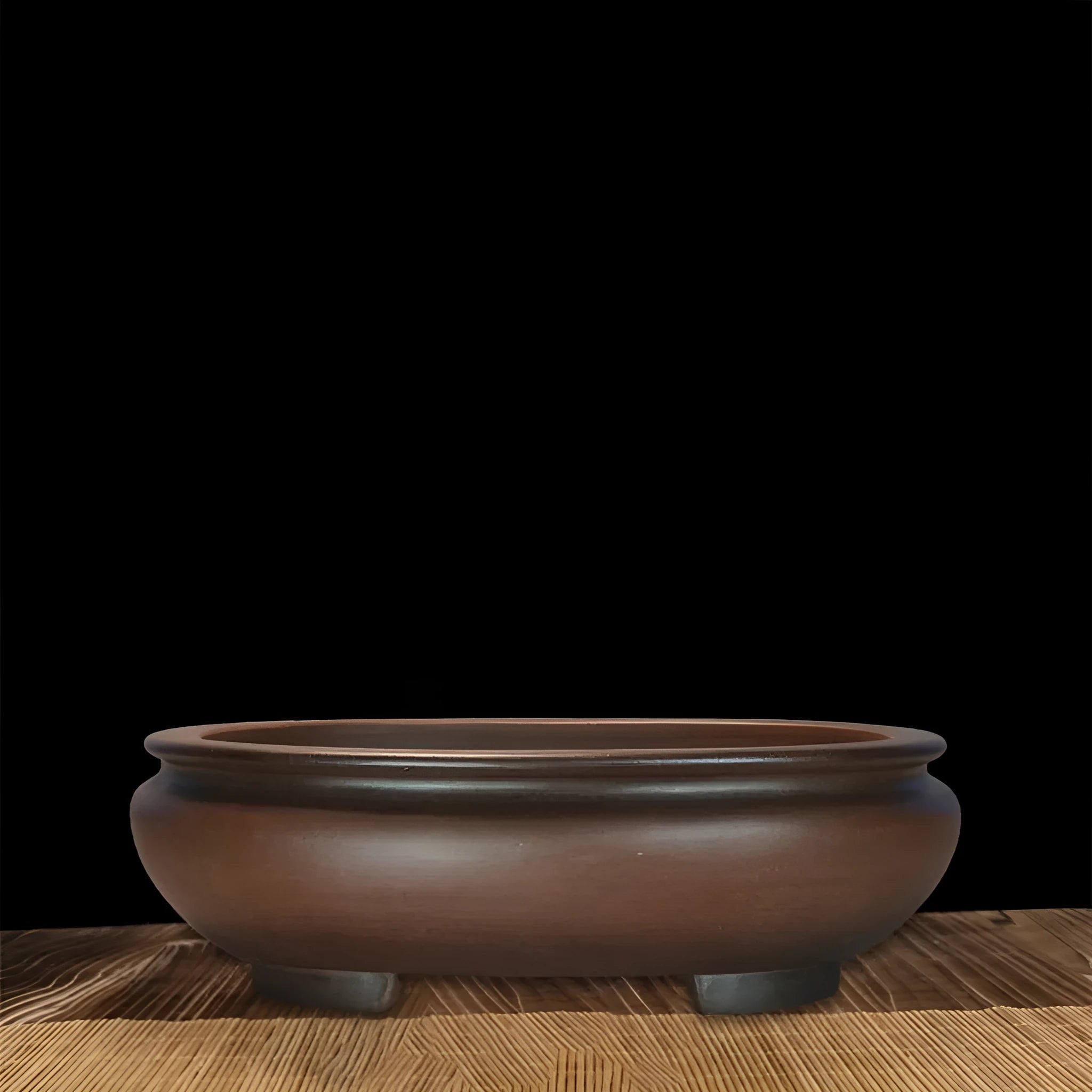 Handmade classical purple sand indoor desktop flowerpot, 58cm tall, on wooden surface.