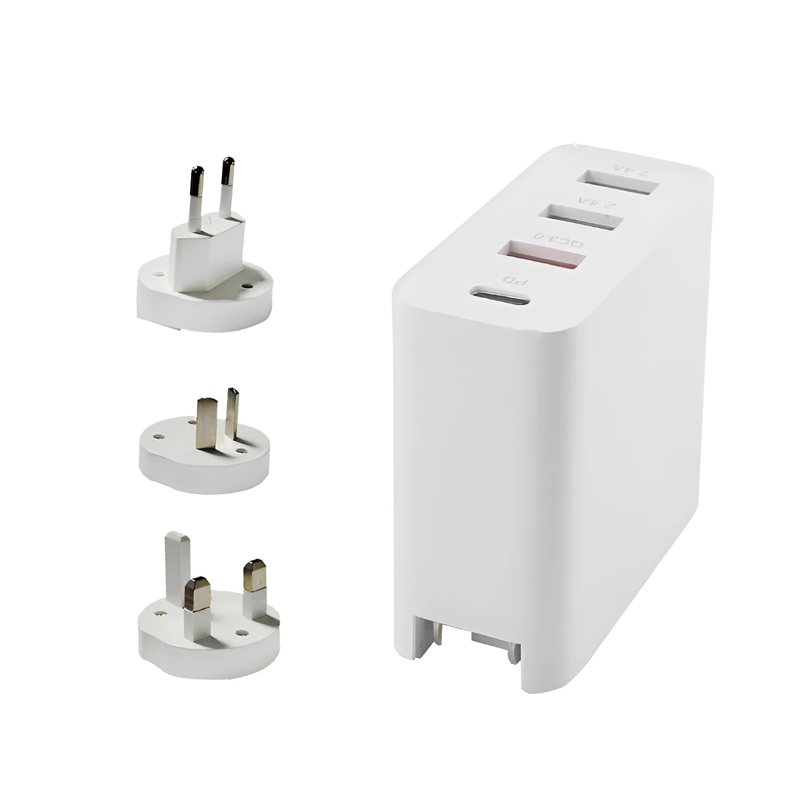 Black and white 48W four-port Type-C mobile phone charger with international plug options