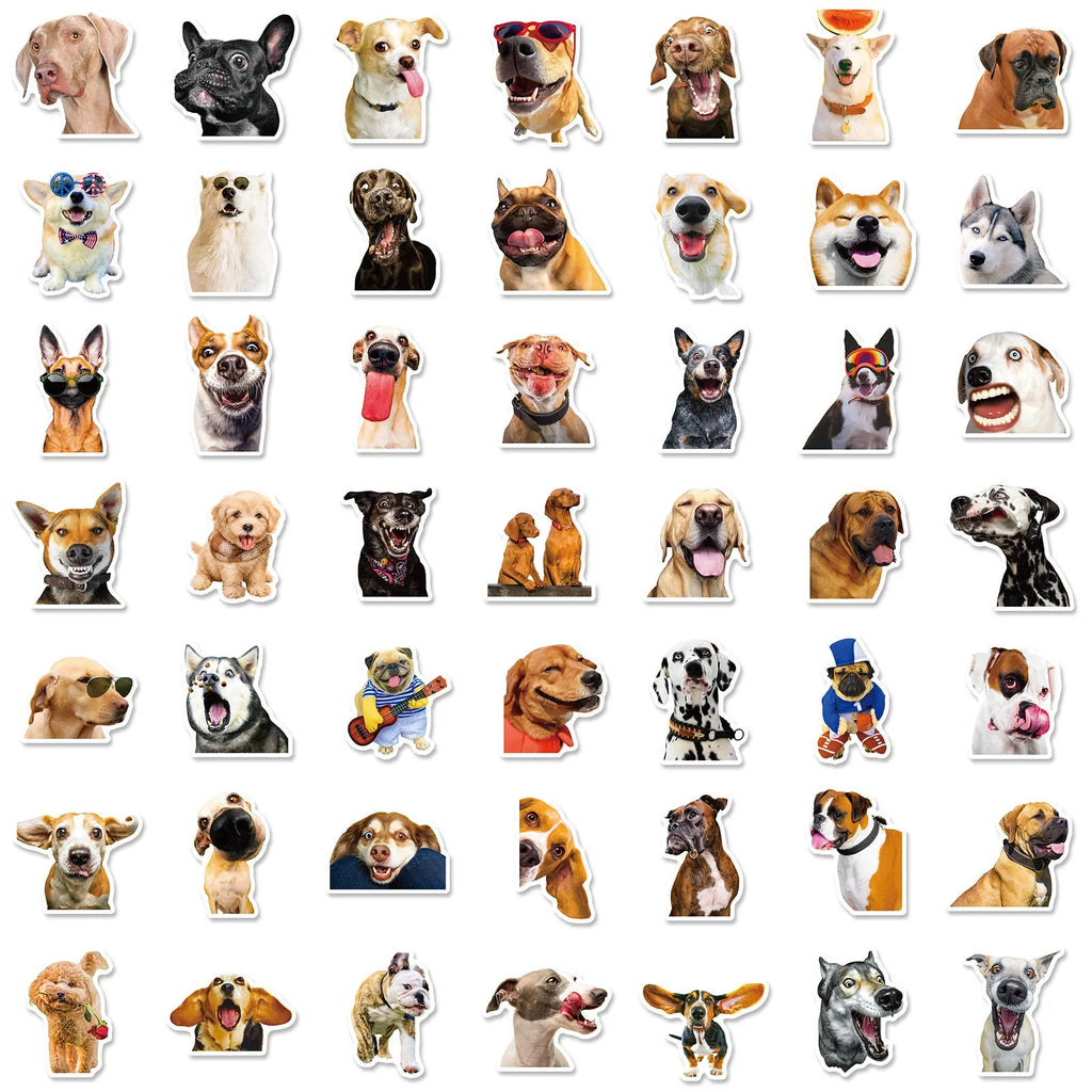 Pack of realistic dog facial expression stickers in Nordic style designs for craft projects