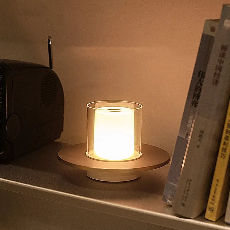 Rechargeable candle mood table lamp, 1W 2400K, USB, touch or infrared dimming, Gold or Silver, 160x100mm