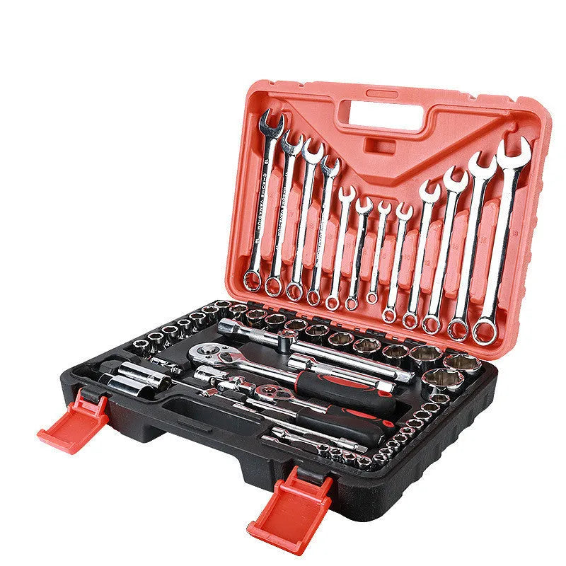 61-piece chrome vanadium steel metric socket and wrench tool set for car repair