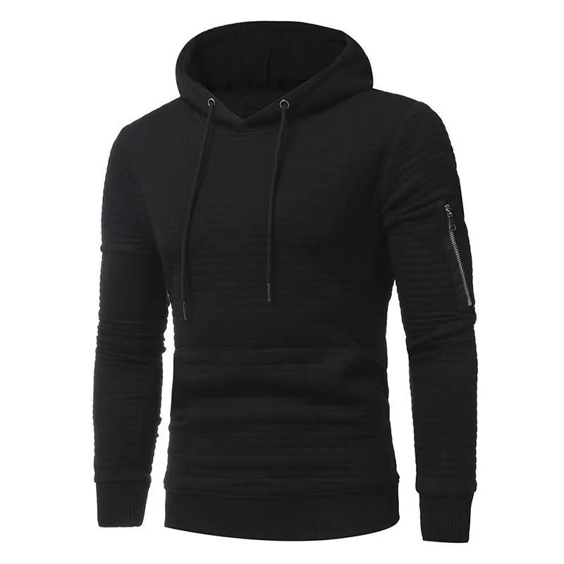 Men's hooded sweatshirt with arm zippers, O-neck, long sleeve, solid colour, sizes S to 4XL