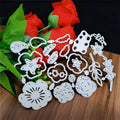 Silver carbon steel flower cutting die for paper crafts measuring 14.3 by 9.9 centimetres