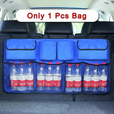 Storage bag in simple, leather or net pocket version, shown in black, coffee, brown, beige and red colour options