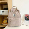 Retro hand-carrying backpack for junior high school with document bag, computer pocket, and sewing-line detail