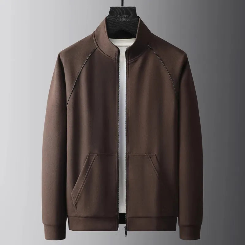 Men's stand collar sports suit in slim fit with coat and trousers in vinylon fabric