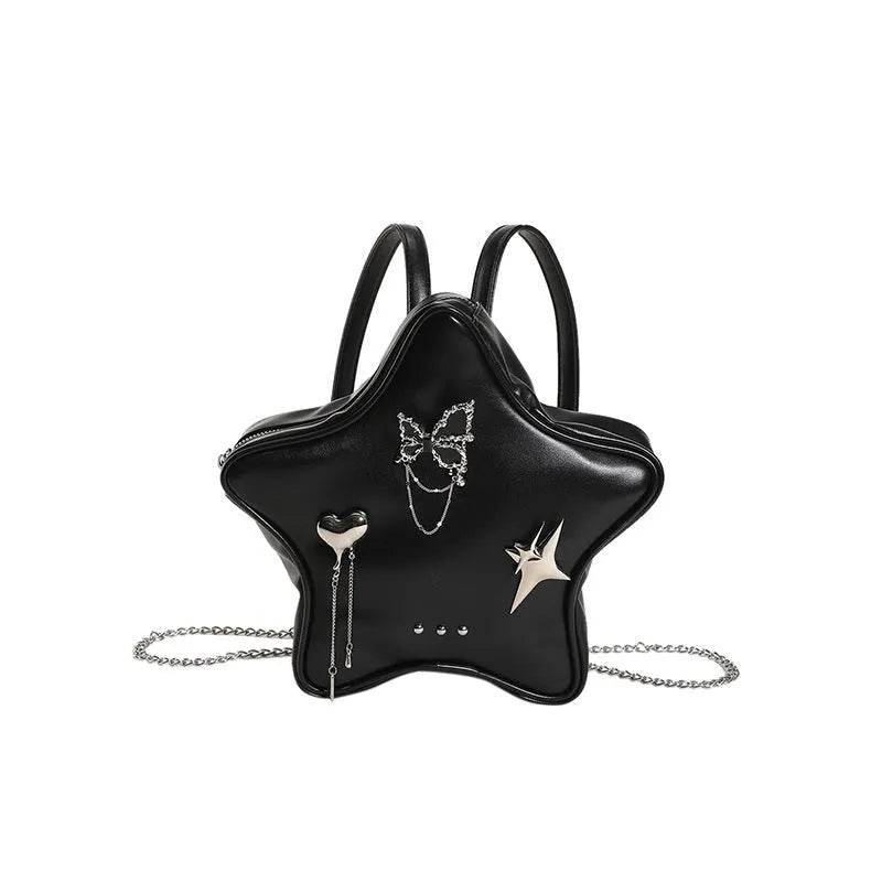 Women's soft PU mini backpack and shoulder messenger bag in black, milky white or silver