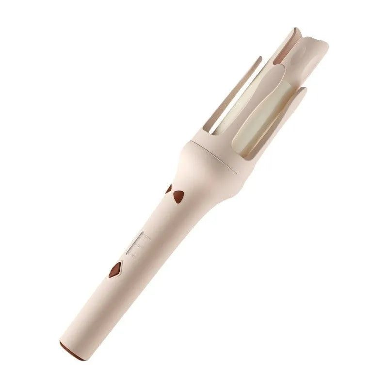 32mm automatic hair curler in white purple colour with wired power cord and plug adapter