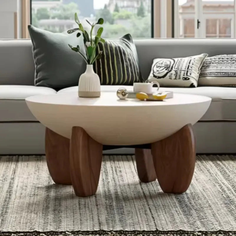 White solid wood adjustable height coffee table with storage compartment