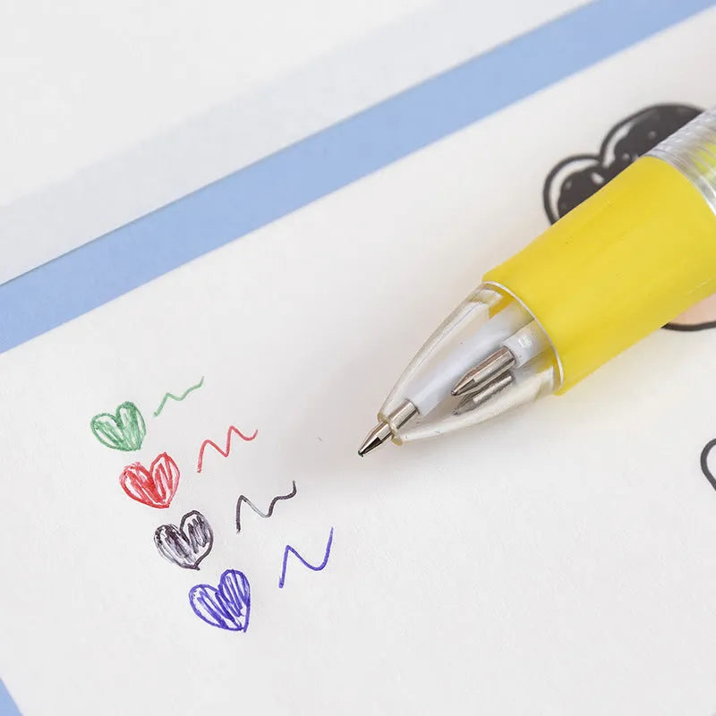 Four-colour press ballpoint pen with themed design and 0.7mm bullet tip