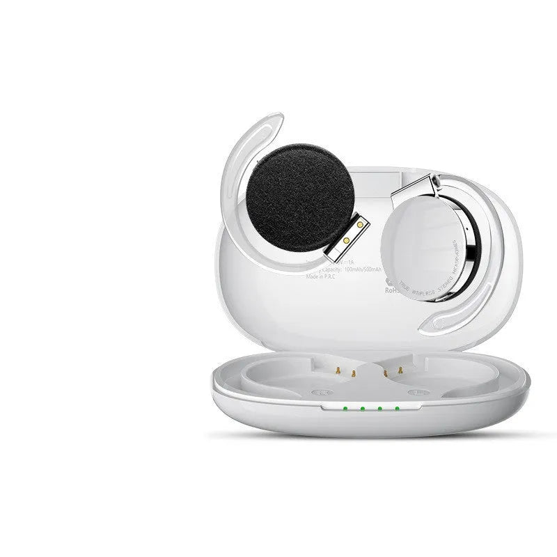 Black and white sports wireless Bluetooth earphones with bilateral stereo design