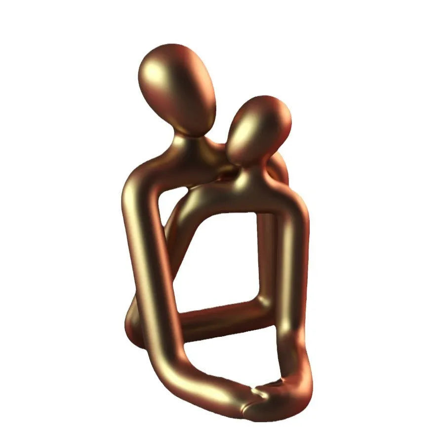 Modern couple statue resin sculpture in milky white or gold colour for desk or shelf decor