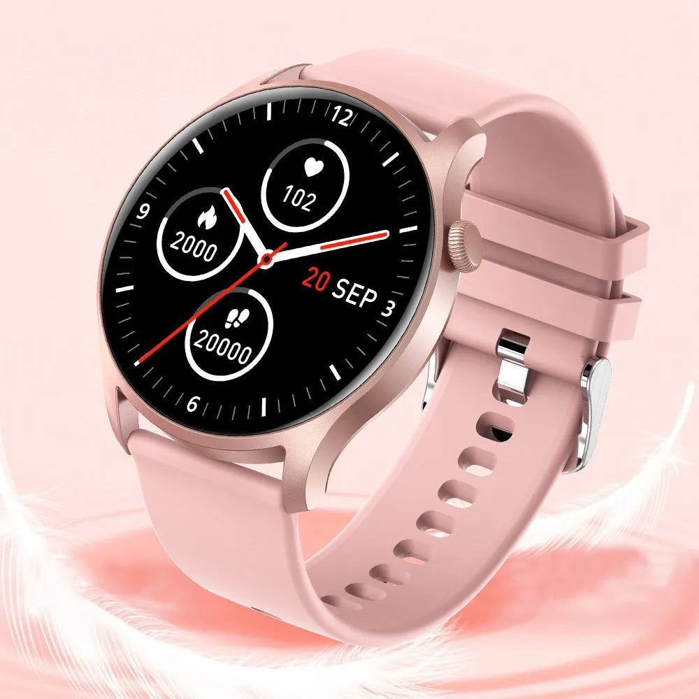 Smart watch with heart rate and blood pressure monitor on silicone wristband