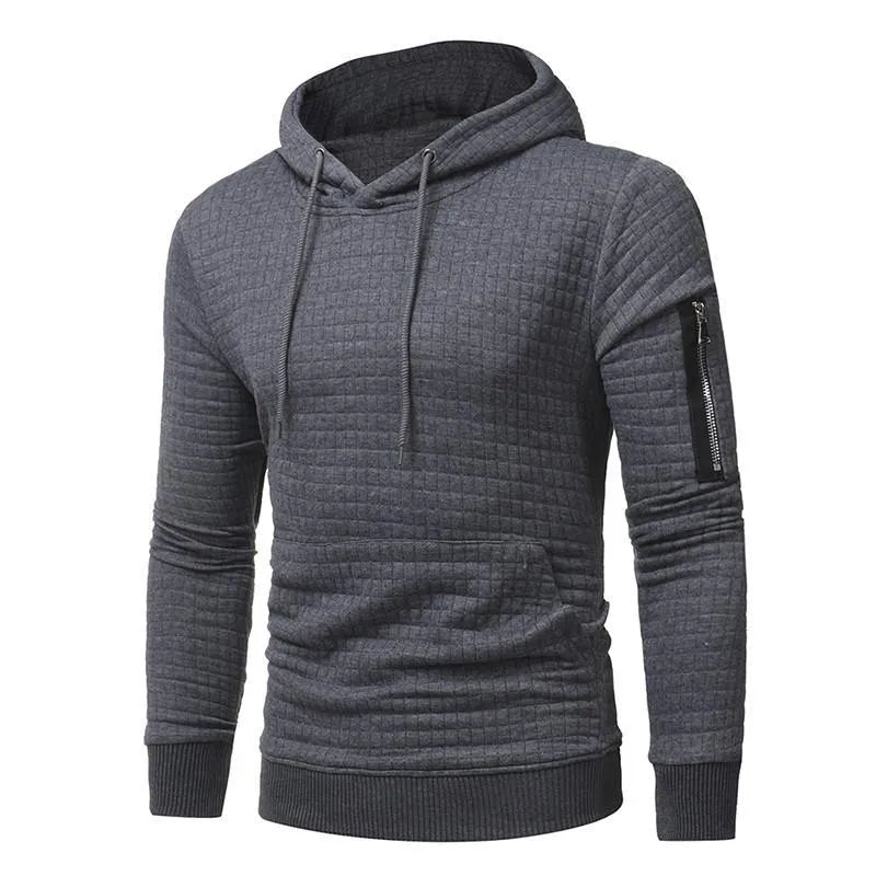 Men's hooded sweatshirt with arm zippers, O-neck, long sleeve, solid colour, sizes S to 4XL