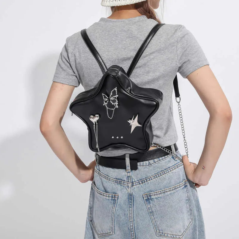 Women's soft PU mini backpack and shoulder messenger bag in black, milky white or silver