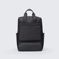 Black Oxford cloth computer backpack showing main compartment and 20-35 litre capacity.