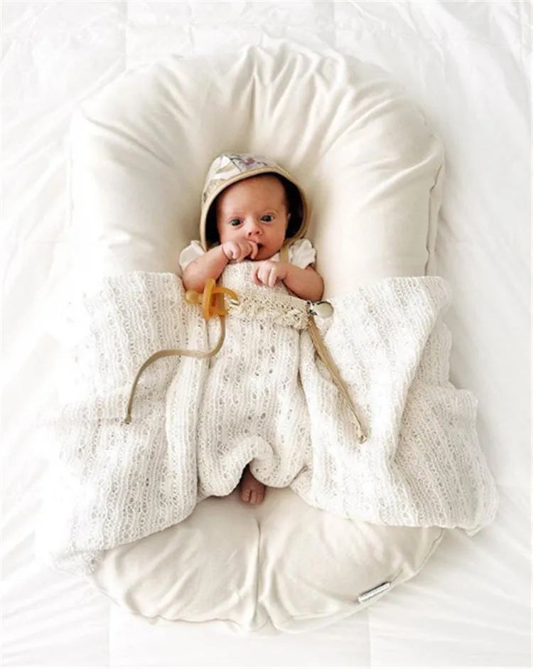 75x45cm cotton baby nest bed with bionic design for newborns, available in multiple colours